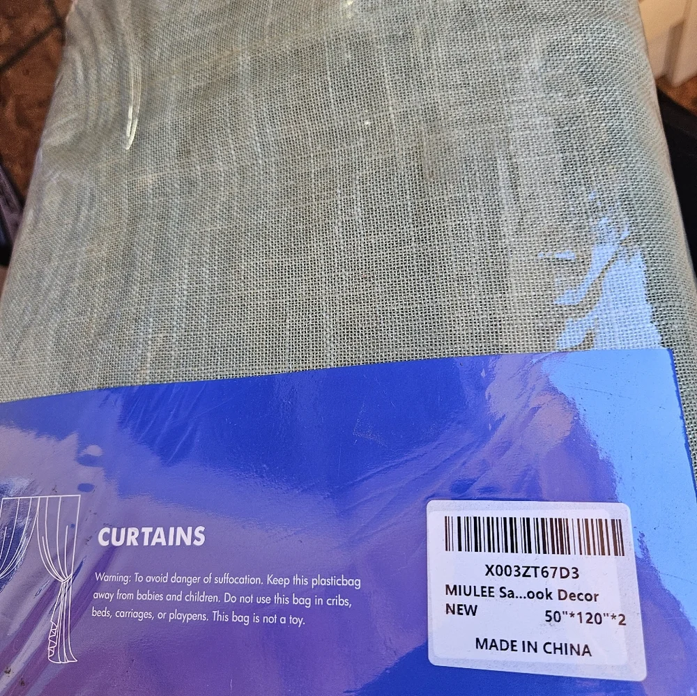 Sage Green Linen Curtains 120 Inches‎ Long 2 Panels for Bedroom - Picture 8 of 8